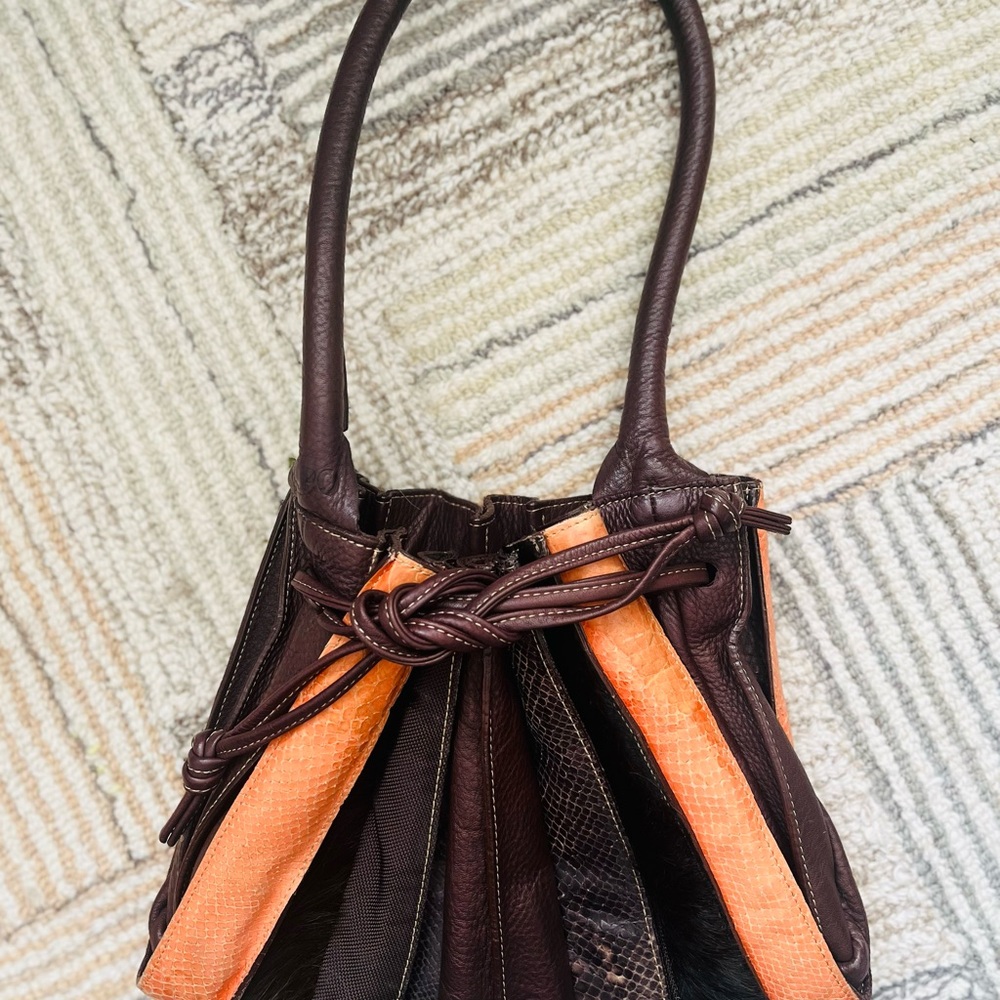 RARE Vintage LUPO Barcelona Handbag – Brown Fur & Leather, Iconic Design